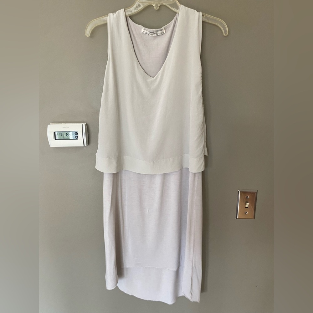 ALL SAINTS Sleeveless Silk & Viscose Tella High-Low Gray Midi Dress Size 2 - Picture 2 of 6